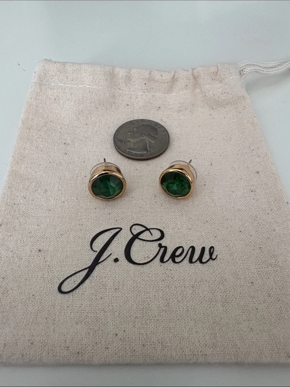NWOT J. Crew Dark Green Stud Earrings